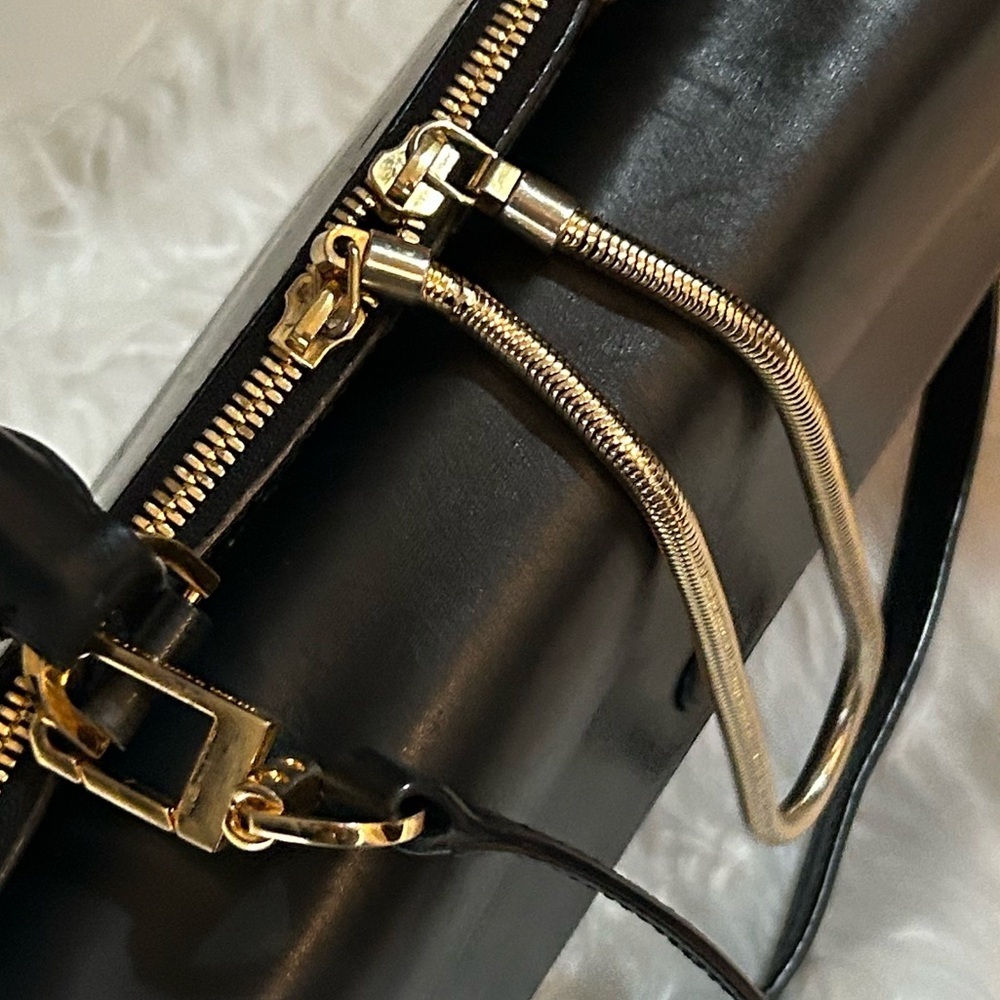 Alexander Wang Black Leather Structured Satchel Top Handle Crossbody Work Bag - Picture 9 of 12